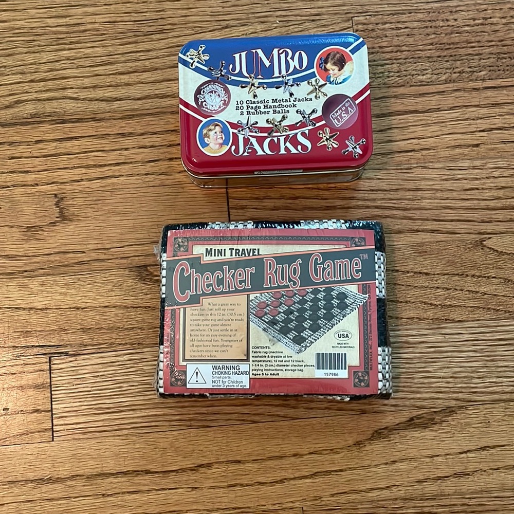 NEW Set of 2 Games- Jumbo Jacks & Mini Travel Checkers